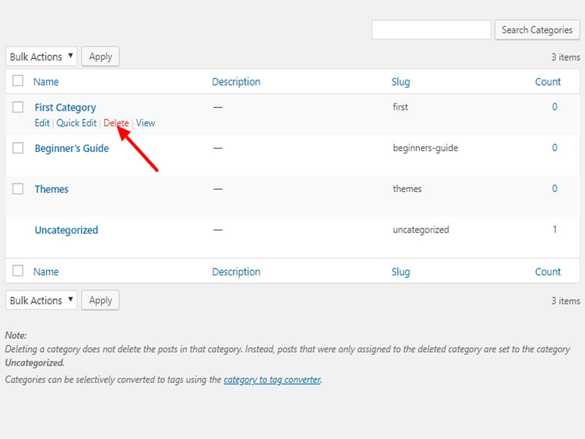 how to add and delete categories in wordpress