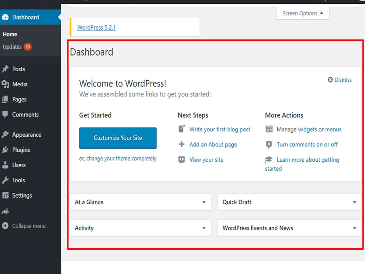Use WordPress Dashboard