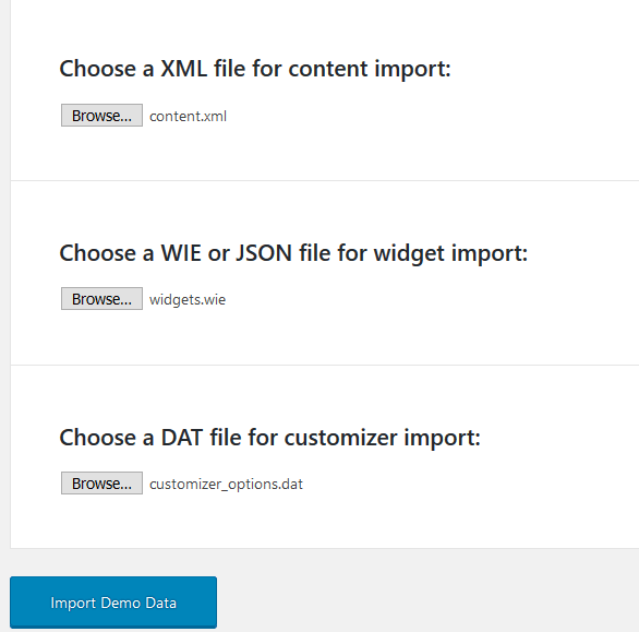 one click demo import