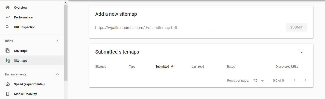 Google search console sitemap