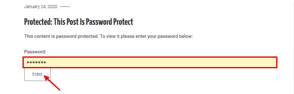 preview of password protected post