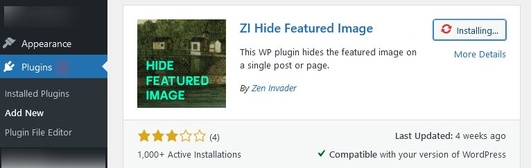 hide featured image in WordPress using a plugin