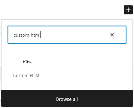 custom html gutenberg