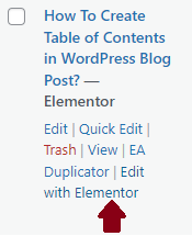 Edit with elementor option