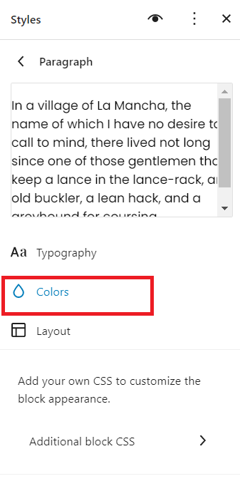 Select color for different blocks in wordpress