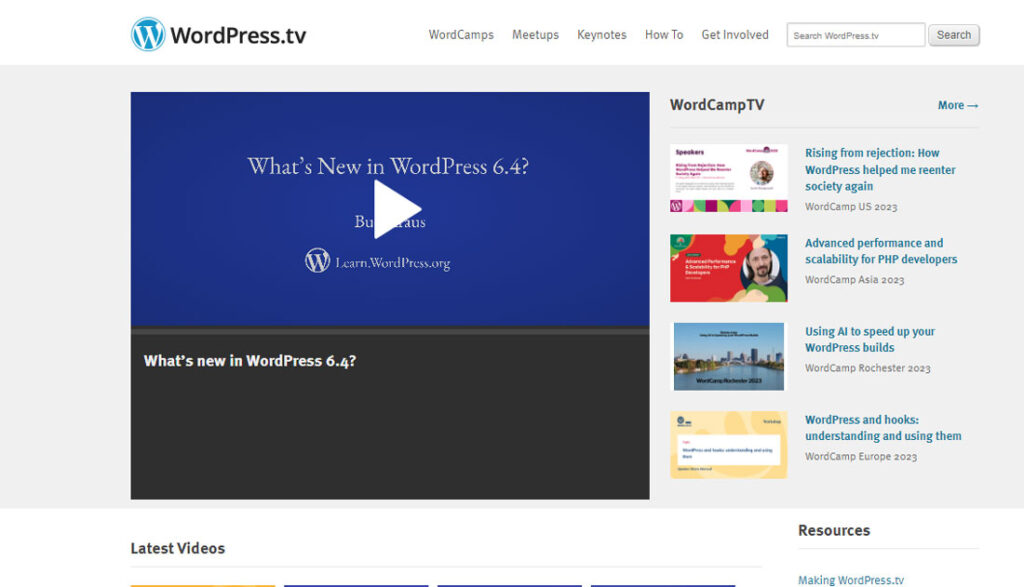 Learning WordPress: WordPress TV
